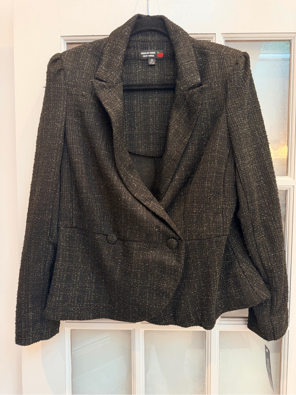 Shelby Rose New York Classic Black & Gold Tweed Blazer Jacket Size 10 Medium NWT - Picture 11 of 11